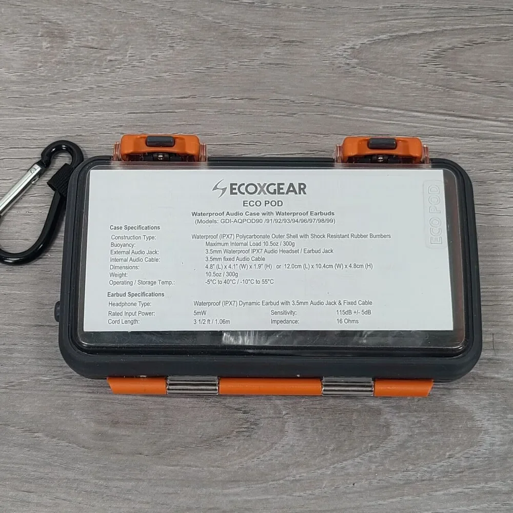 Eco X Gear Eco Pod Waterproof Audio Case with Waterproof Earbuds New